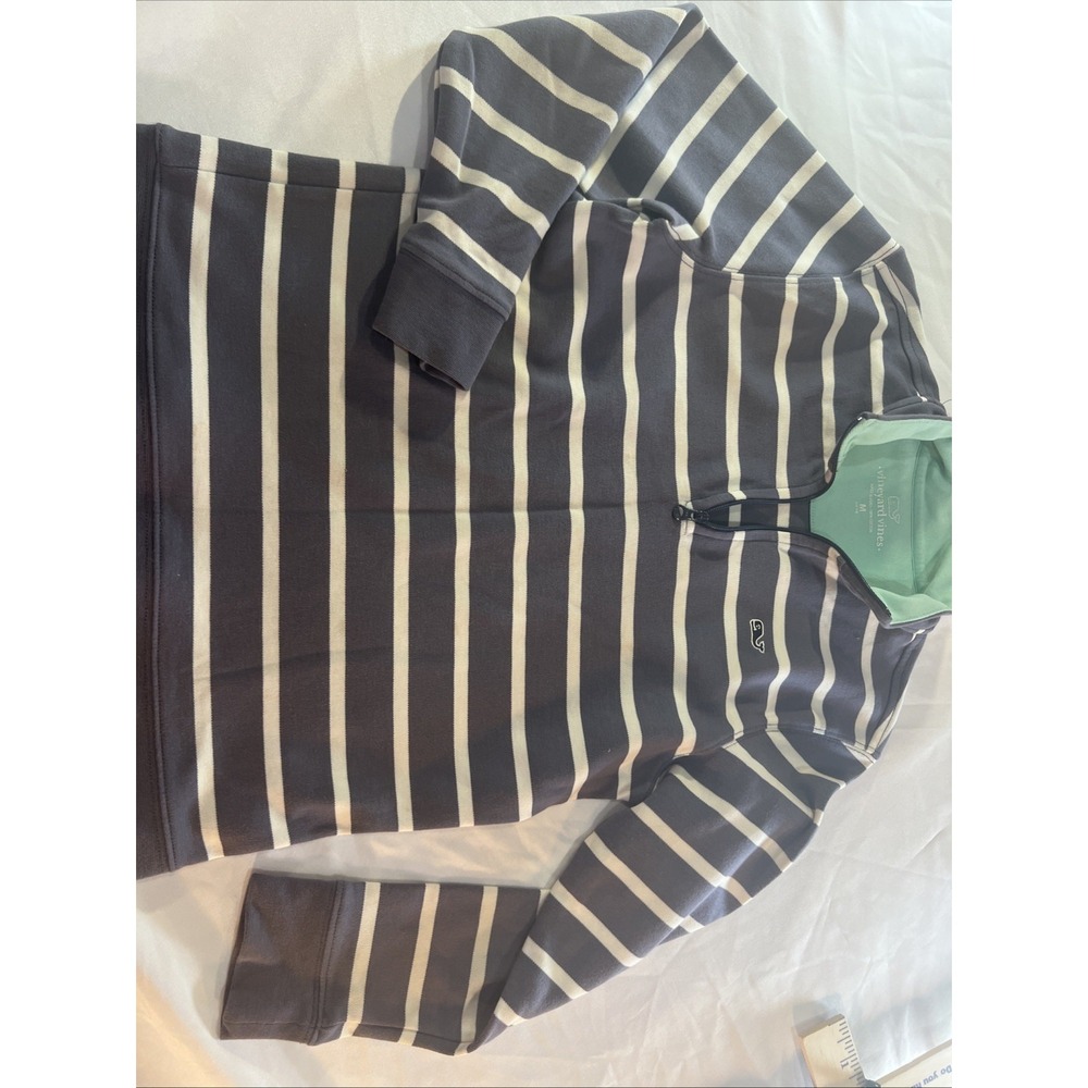 Vineyard‎ Vines Nautical Medium 12-14 Gray 1/4 zip pullover top Sweater warm 475 - Picture 8 of 12
